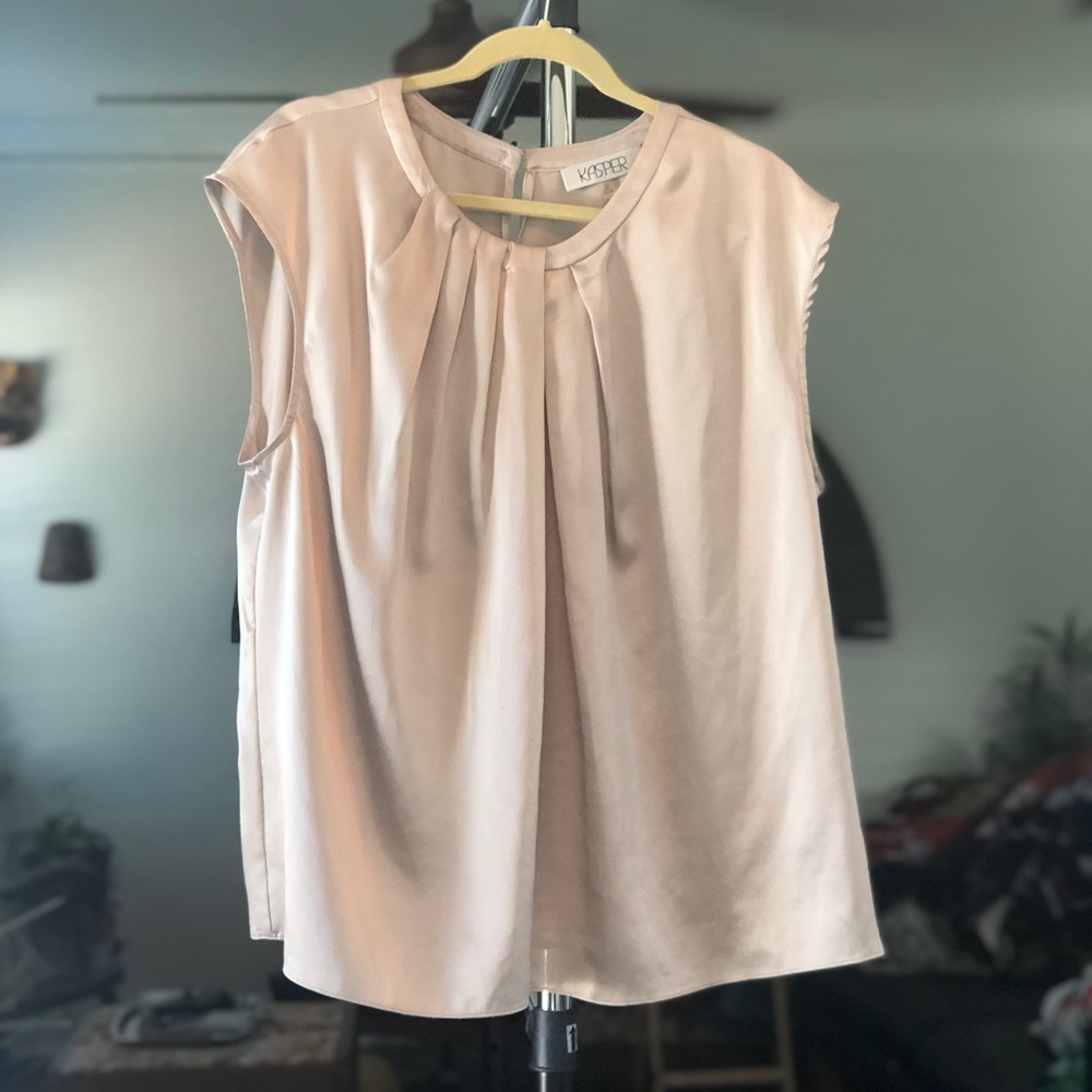 Metallic Pale Champagne Satin Top